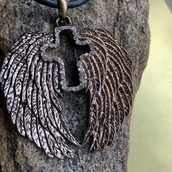 NEW Angel Wings Rhinestone Cross Protection Necklace Jewelry - Picture 4 of 11